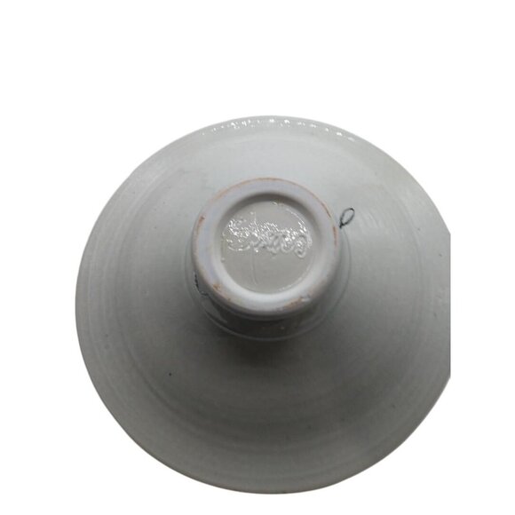 Handcrafted Ceramic Bowl With Intricate Yellow/White Pattern And Deep Red Center - Picture 8 of 9